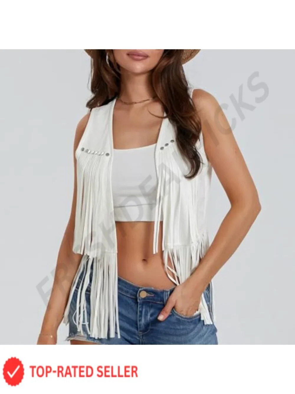 Faux Suede Fringe Vest Sleeveless Open Front Western Cowgirl Tassel Hippie